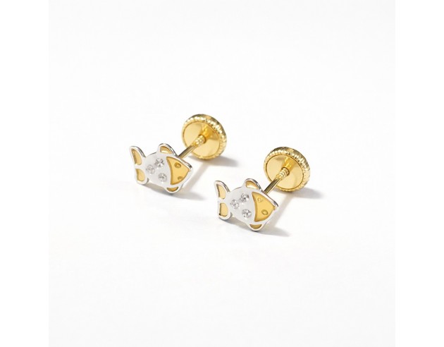 Pendientes Oro Pez Bicolor