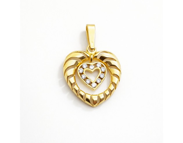 Colgante Oro Doble Corazón Circonitas