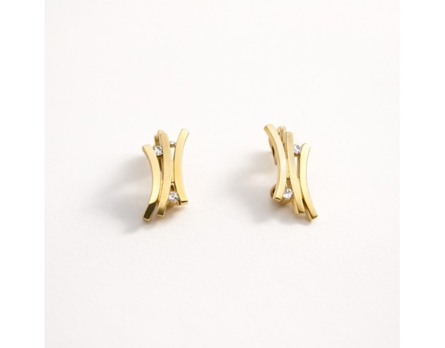 Pendientes Oro Mate y Brillo Triple...