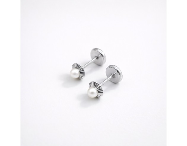 Pendientes Oro Blanco Mini Galloneado...