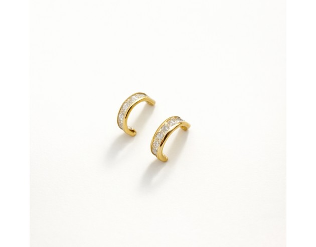 Pendientes Oro Medio Aro Circonitas...