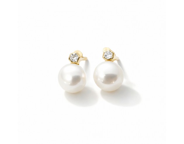 Pendientes Oro Blanco Florecilla y...