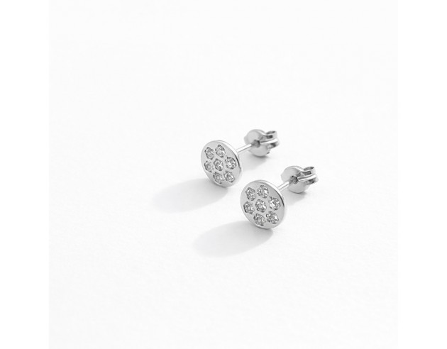 Pendientes Oro Blanco Círculo Siete...