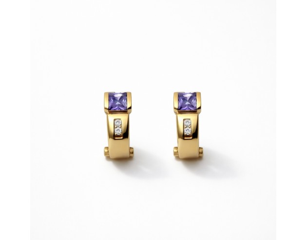 Pendientes Oro Alargados  Piedra...