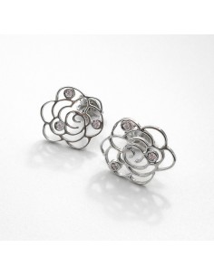 Pendientes Oro Blanco Rosa...