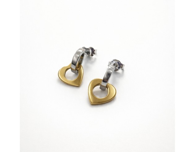 Pendientes Oro Largos Bicolor Aro y...