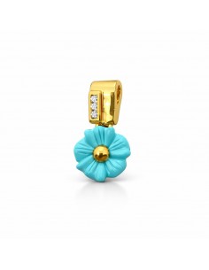 Colgante Oro Flor Turquesa...