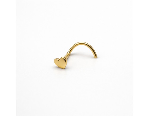 Piercing Oro Nariz Corazón Liso