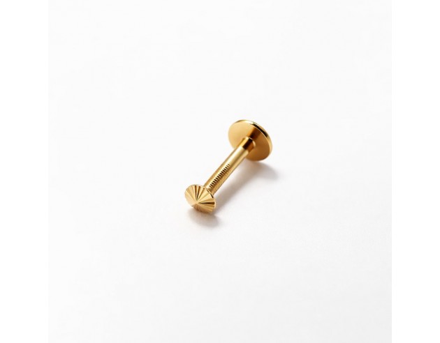 Piercing Oro Labio Bola Plana Lapidada