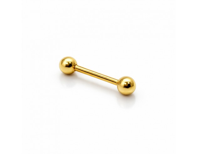 Piercing Oro Barra y Doble Bola