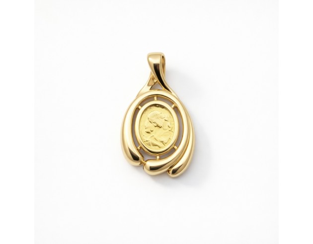 Colgante Oro Madre e Hijo Moneda Oval