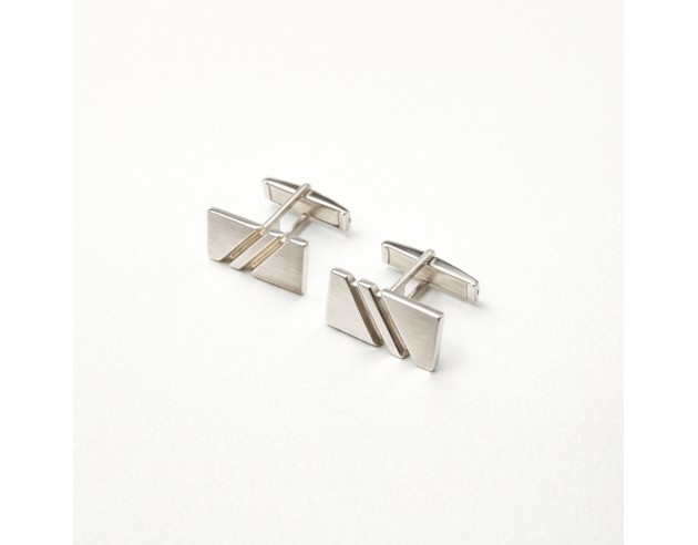 Gemelos Plata Motivo Rectangular