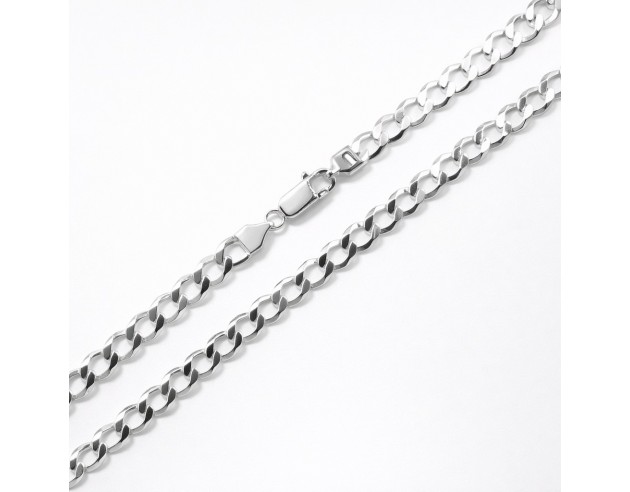 Cadena Plata Barbada Plana Ancha 60 CM
