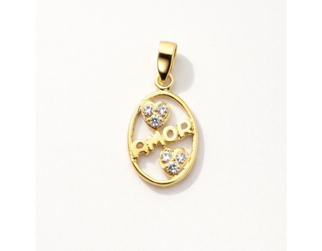 Colgante Oro Amor Corazones Circonitas