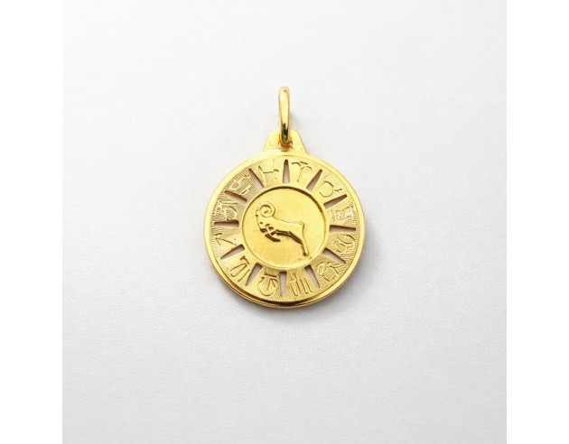 Colgante Oro Redondo Horóscopo Aries