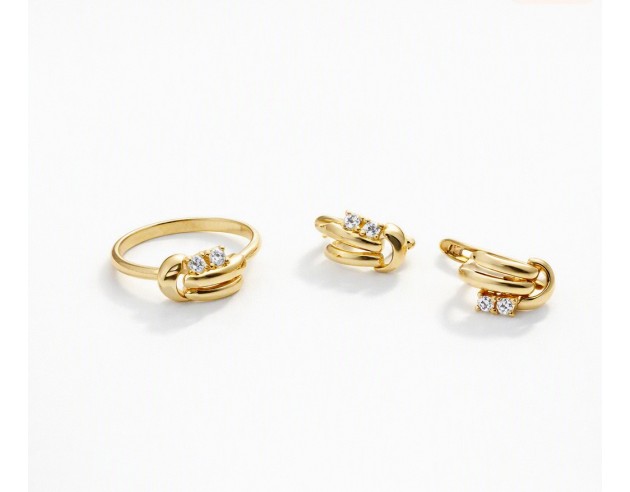 Juego Oro Bicolor Pendientes +...