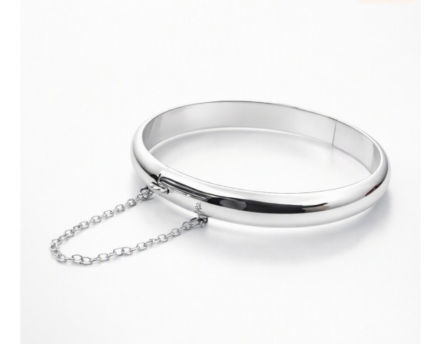 Pulsera Plata Media Caña Lisa Brillo 8mm