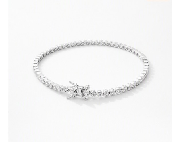 Pulsera Plata Riviere Chatones...